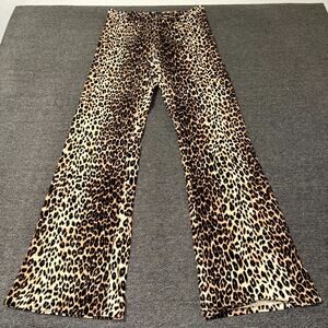 Motel Zoven Flare Pants Women’s Medium True Leopard Cotton High Waisted Fit